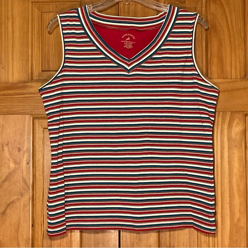 NWOT Vintage White Stag V-Neck Sleeveless Top Size XL
